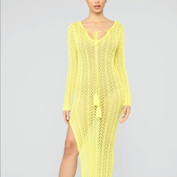 Yellow knit dress, medium - Picture 2 of 3